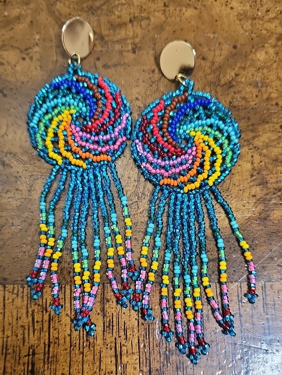 Jewelry - Handcrafted Multi-Color Beaded Fringe Earrings - Women Jewelry